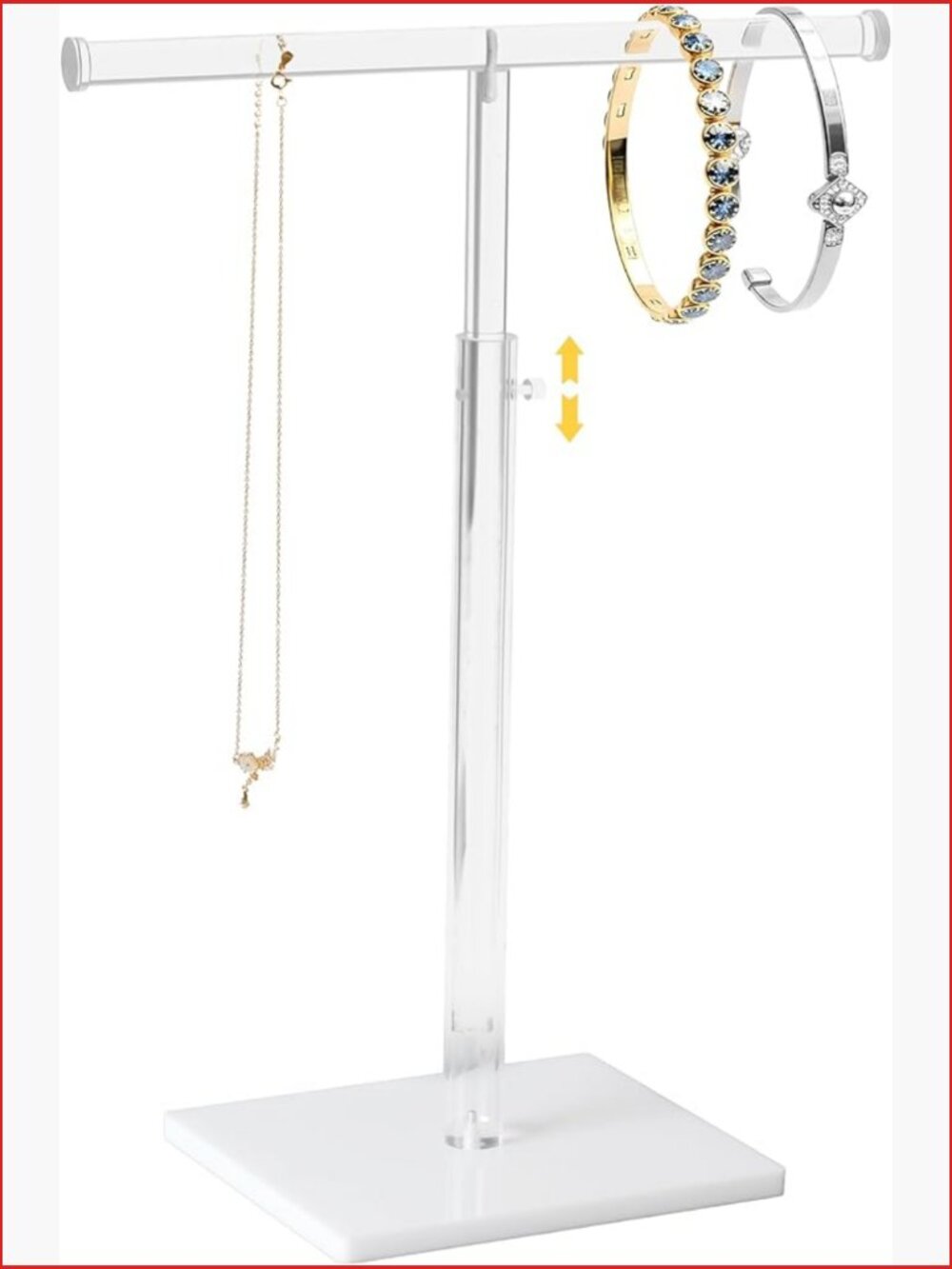 Acrylic Jewelry Tower Stand Adjustable Height 15-23 Inch T-Bar Display